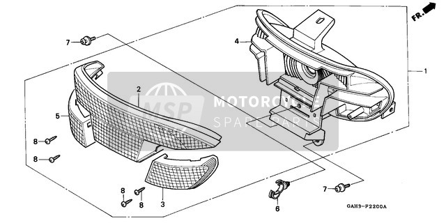 Honda SK50M 2000 Manichino combinato posteriore per un 2000 Honda SK50M